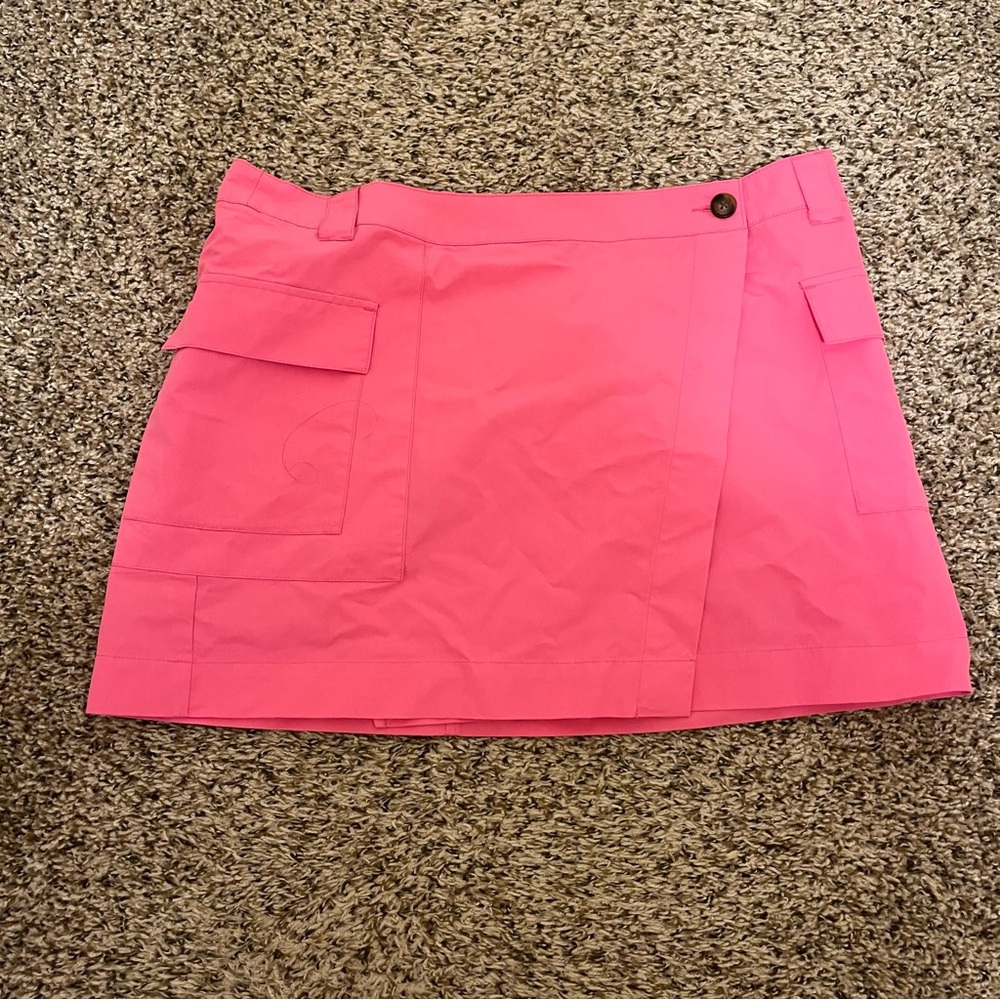Future Collective Women's High-Rise Cargo Pocket Mini Wrap Skirt Pink Size 14